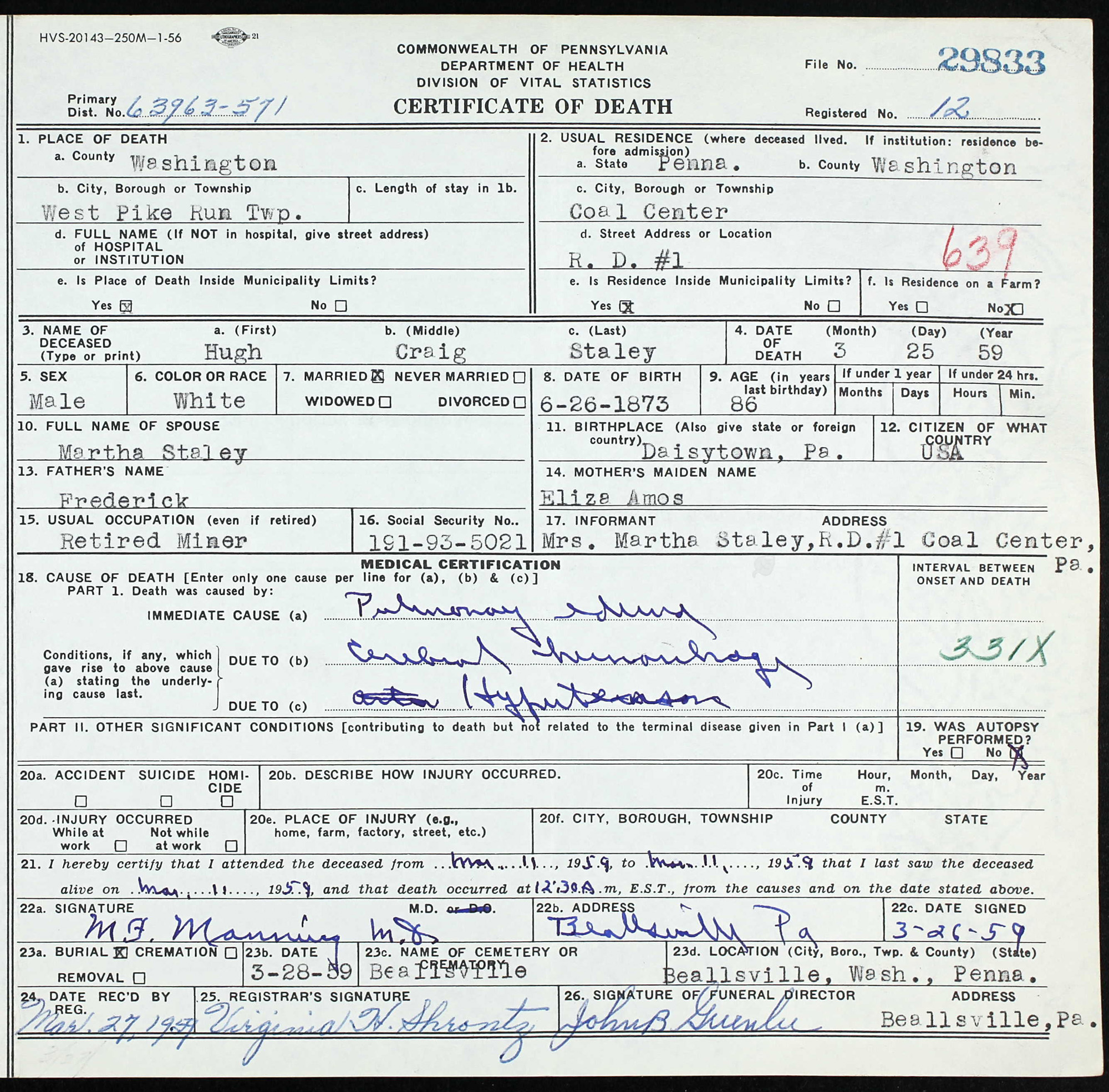 death certificate